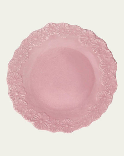 Dinner Plate in Pastel Pink with Embossed Flowers (25cm | Set of 4)
