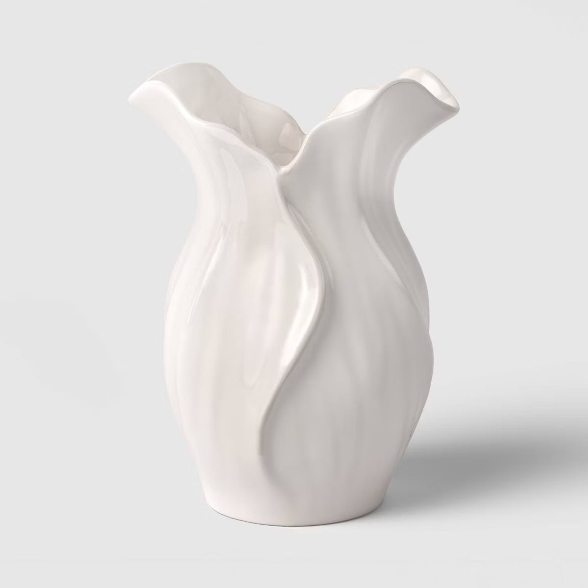 Sculpted Foliage Cream Ceramic Vase