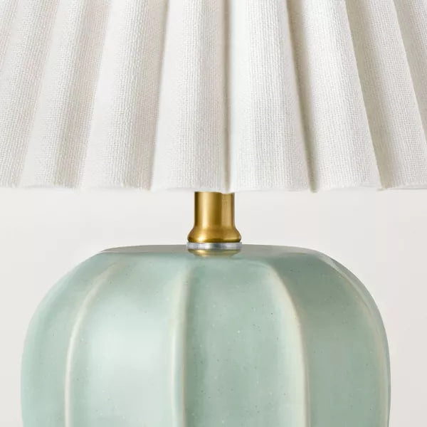 Ceramic Lamp with Scallop Shade Blue/Ivory