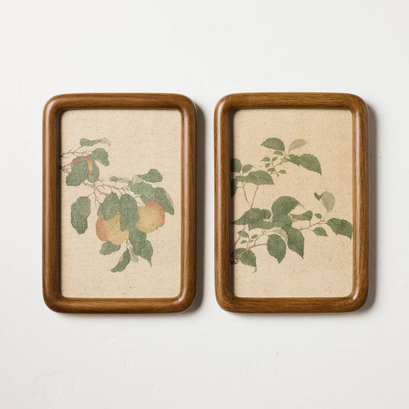 Leafy Fruit Set Wall Art Framed (17 x 24cm)(Set of 2)