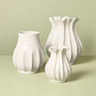 Pleated Ceramic Vase Sour Cream (40cm Large)