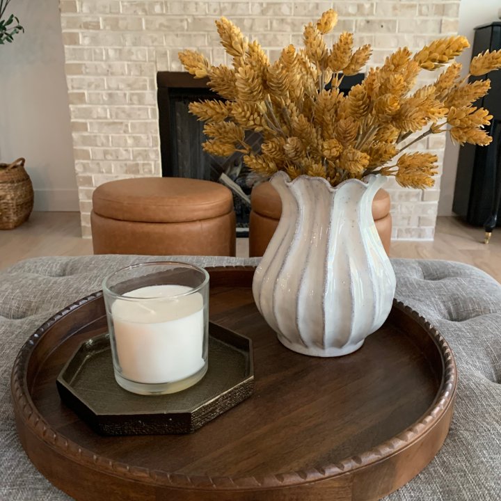 Pleated Ceramic Vase Sour Cream (23cm Medium)