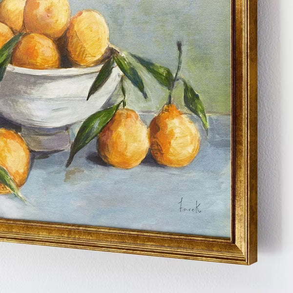 Citrus Harvest Framed Wall Canvas Antique Gold (35 x 45cm)