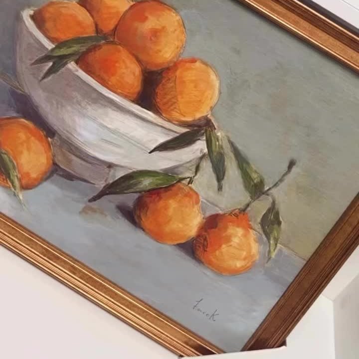 Citrus Harvest Framed Wall Canvas Antique Gold (35 x 45cm)