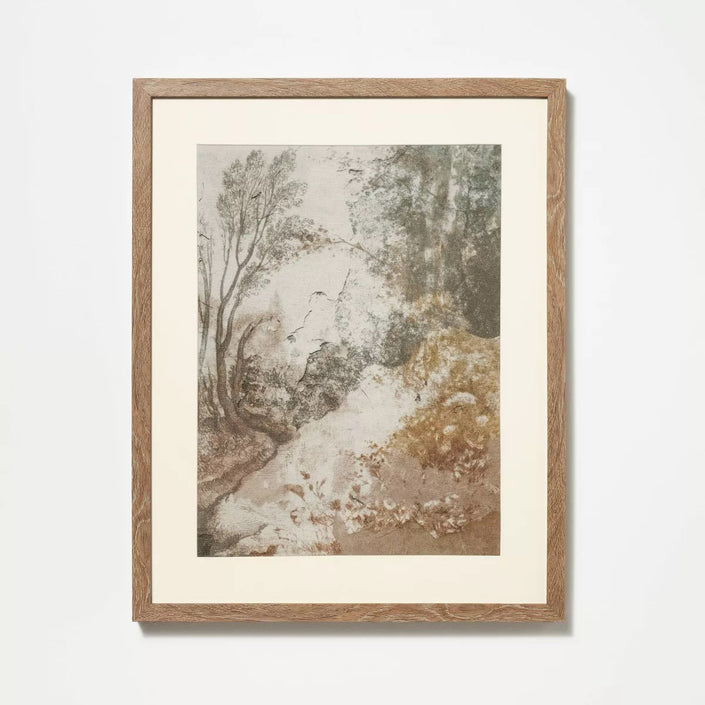 Ancient Fresco Linen Framed Wall Art Print (50 x 40cm)