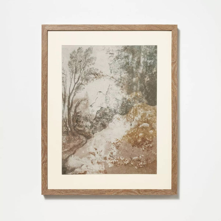 Ancient Fresco Linen Framed Wall Art Print (50 x 40cm)