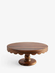 Natural Wood Scalloped Edge Cake Stand