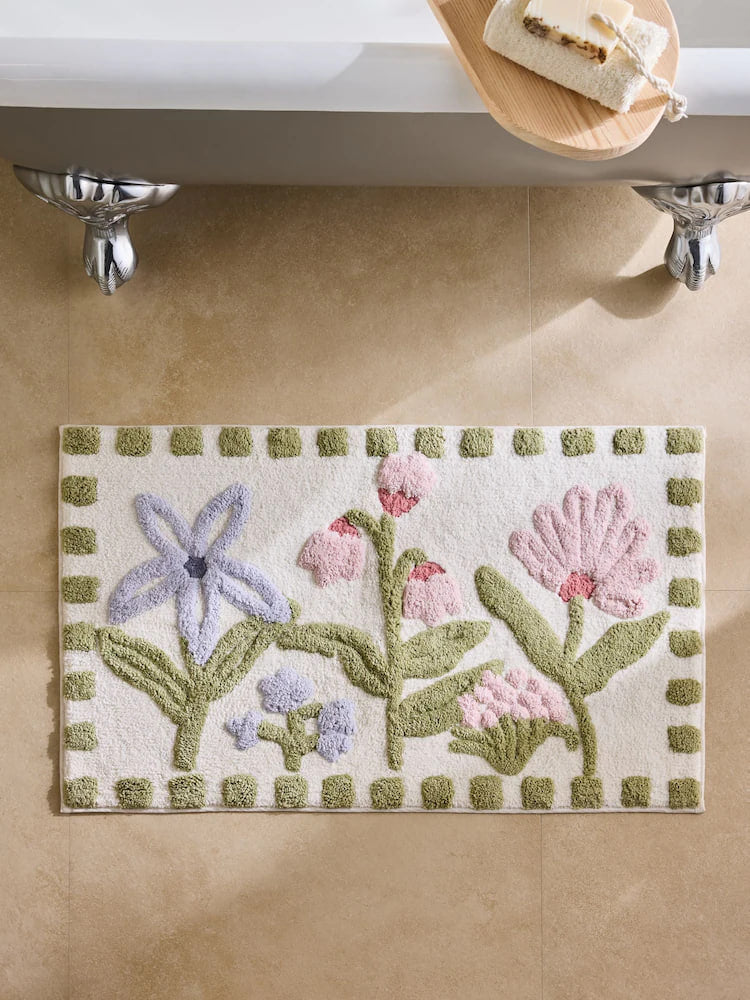 Multi Water Colour Floral Print Mat