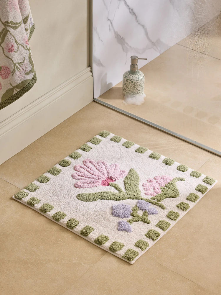 Multi Water Colour Floral Print Mat