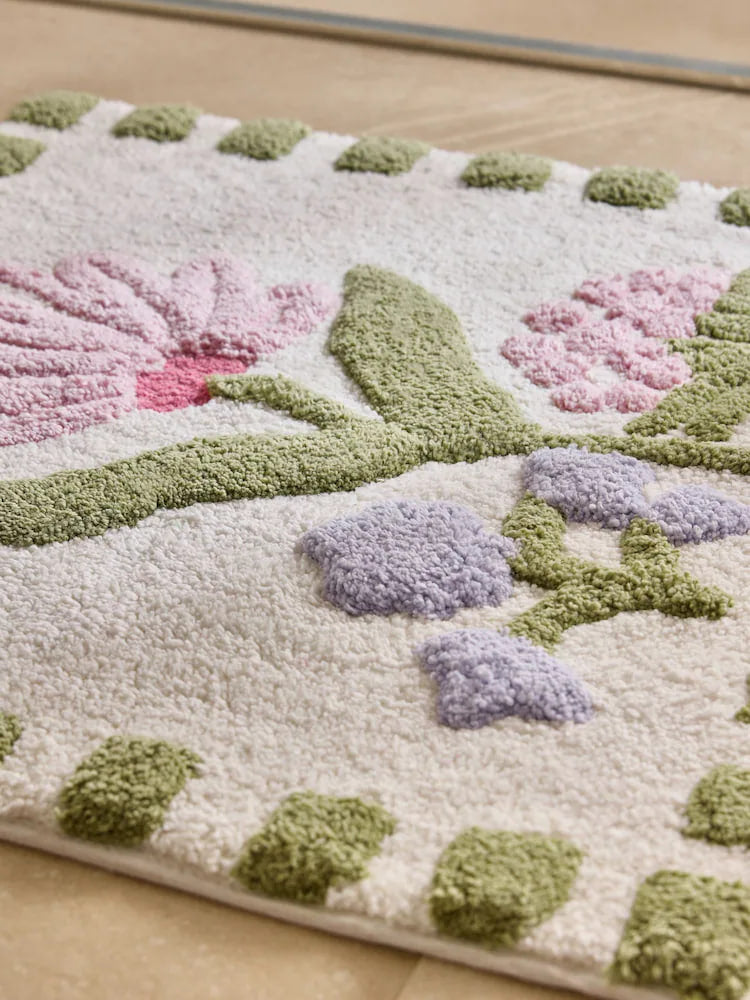 Multi Water Colour Floral Print Mat