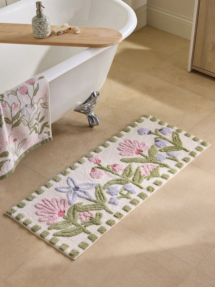 Multi Water Colour Floral Print Mat