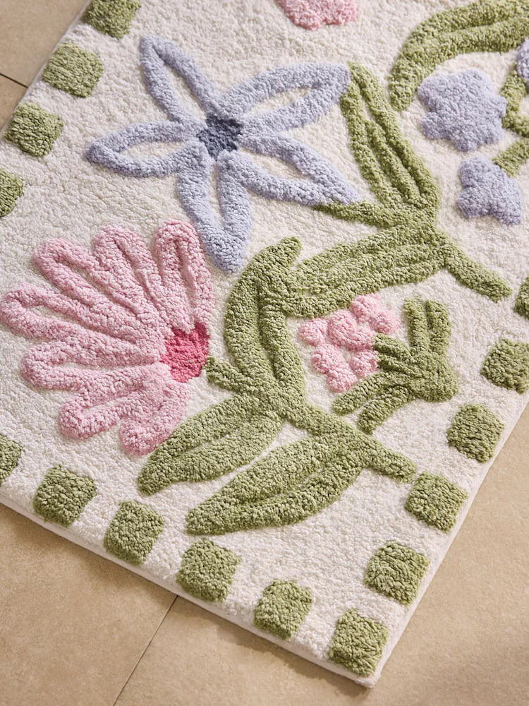 Multi Water Colour Floral Print Mat