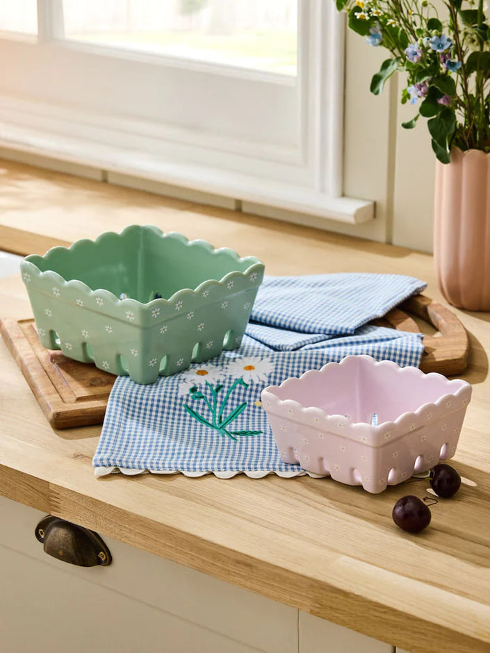 Set of 2 Green Maisie Berry Basket Crate