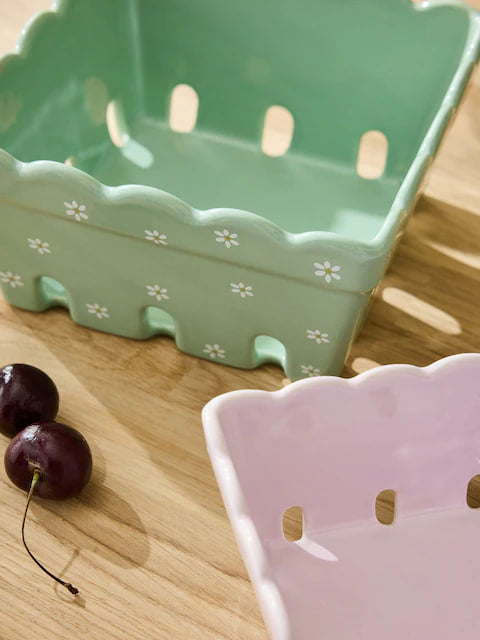 Set of 2 Green Maisie Berry Basket Crate