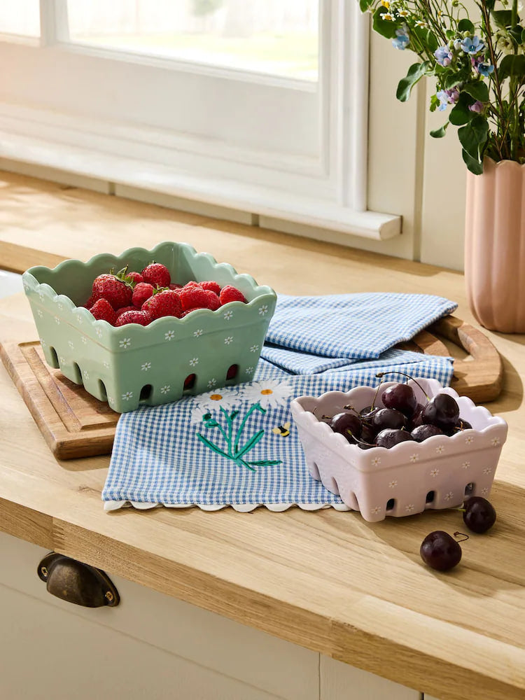 Set of 2 Green Maisie Berry Basket Crate