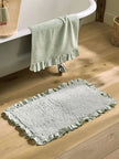 Natural Frill Bath Mat (Sage Green)