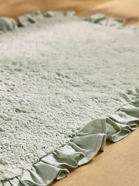 Natural Frill Bath Mat (Sage Green)