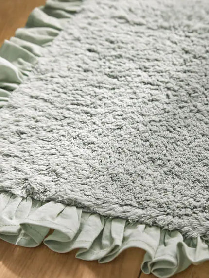 Natural Frill Bath Mat (Sage Green)