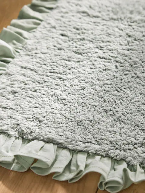 Natural Frill Bath Mat (Sage Green)