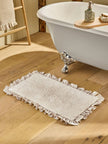 Natural Frill Bath Mat (Sage Green)