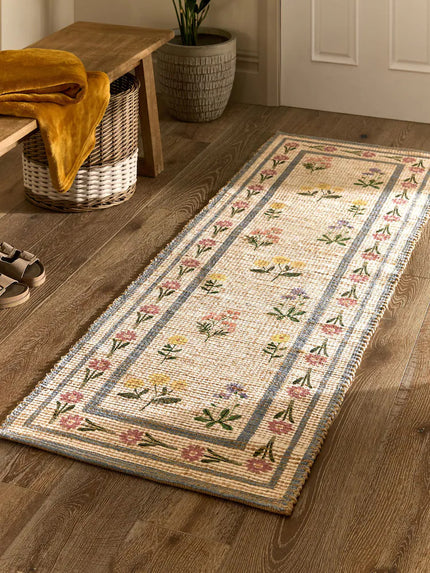 Natural MAISIE Floral Border Jute Runner