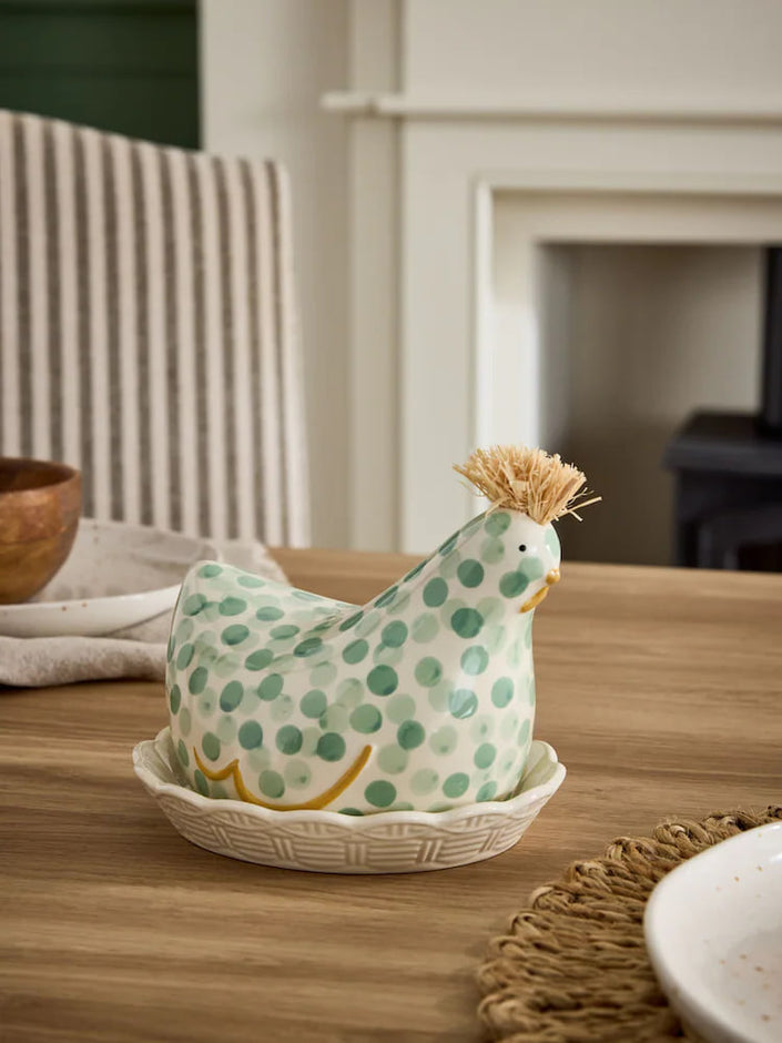 Sage Green Chicken Butter Dish
