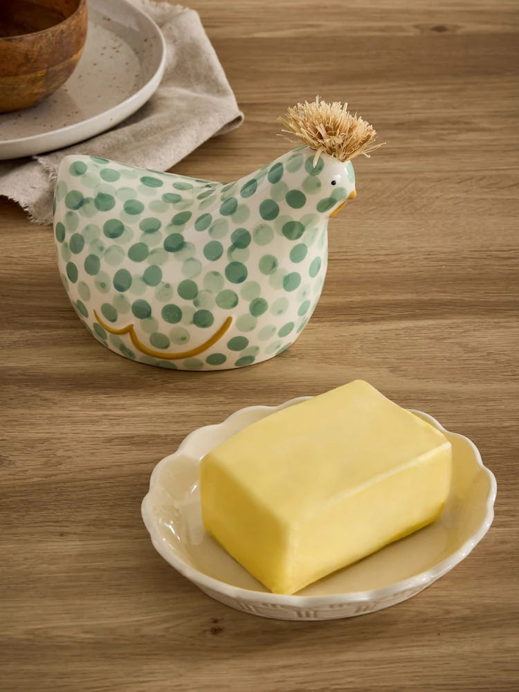 Sage Green Chicken Butter Dish