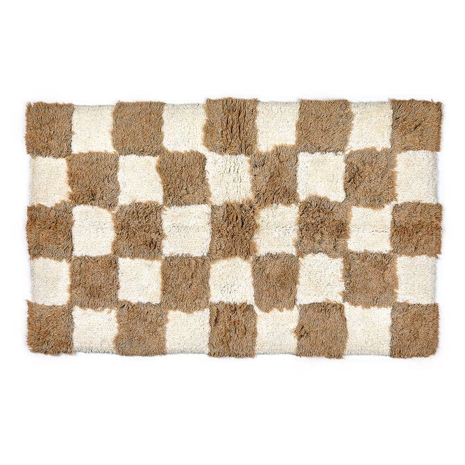 Checkerboard Taupe Bath Rug