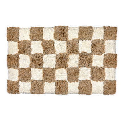 Checkerboard Taupe Bath Rug