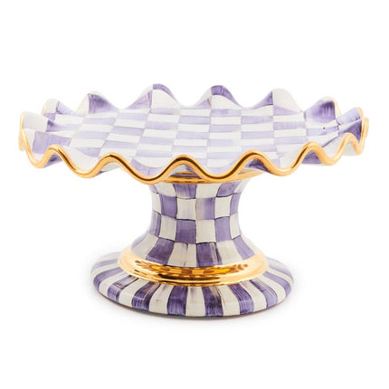 Violet Check Ceramic Fluted Cake Stand 30cm
