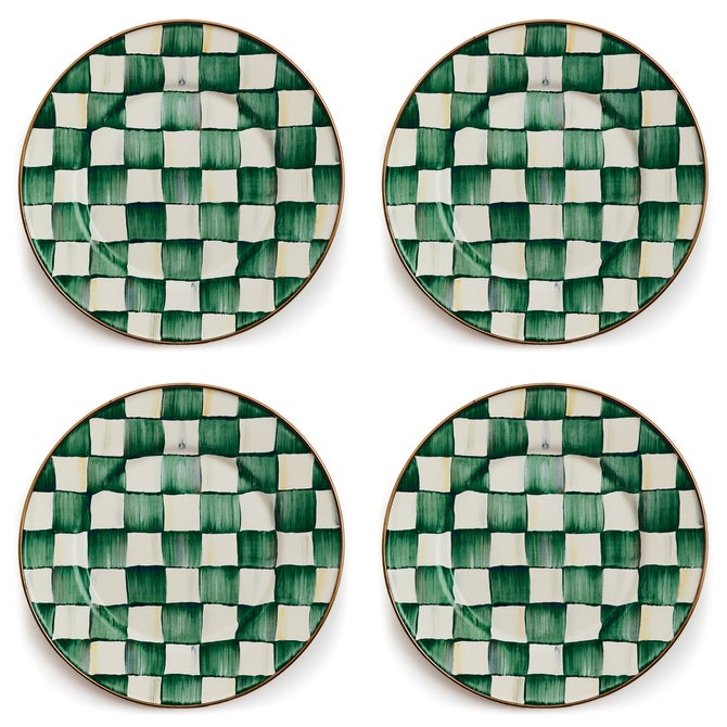 Emerald Check Chargers Set of 4