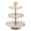 Violet Check Ceramic Three Tier Sweet Stand 44cm