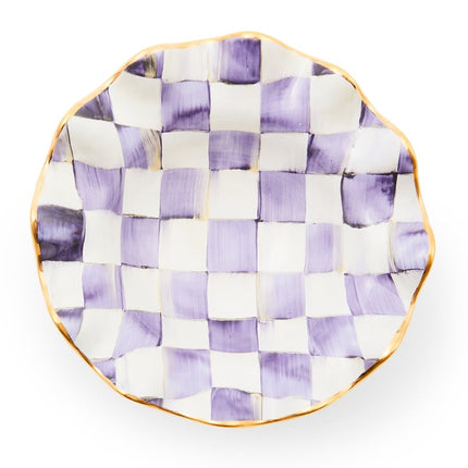 Violet Check Ceramic Fluted Breakfast Bowl 20cm