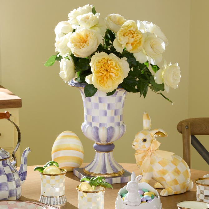 Violet Check Tabletop Pedestal Urn 35cm