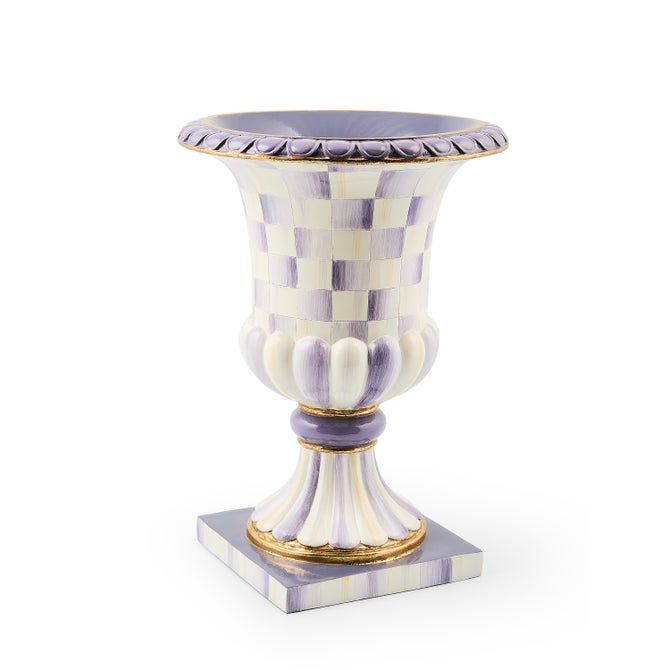 Violet Check Tabletop Pedestal Urn 35cm