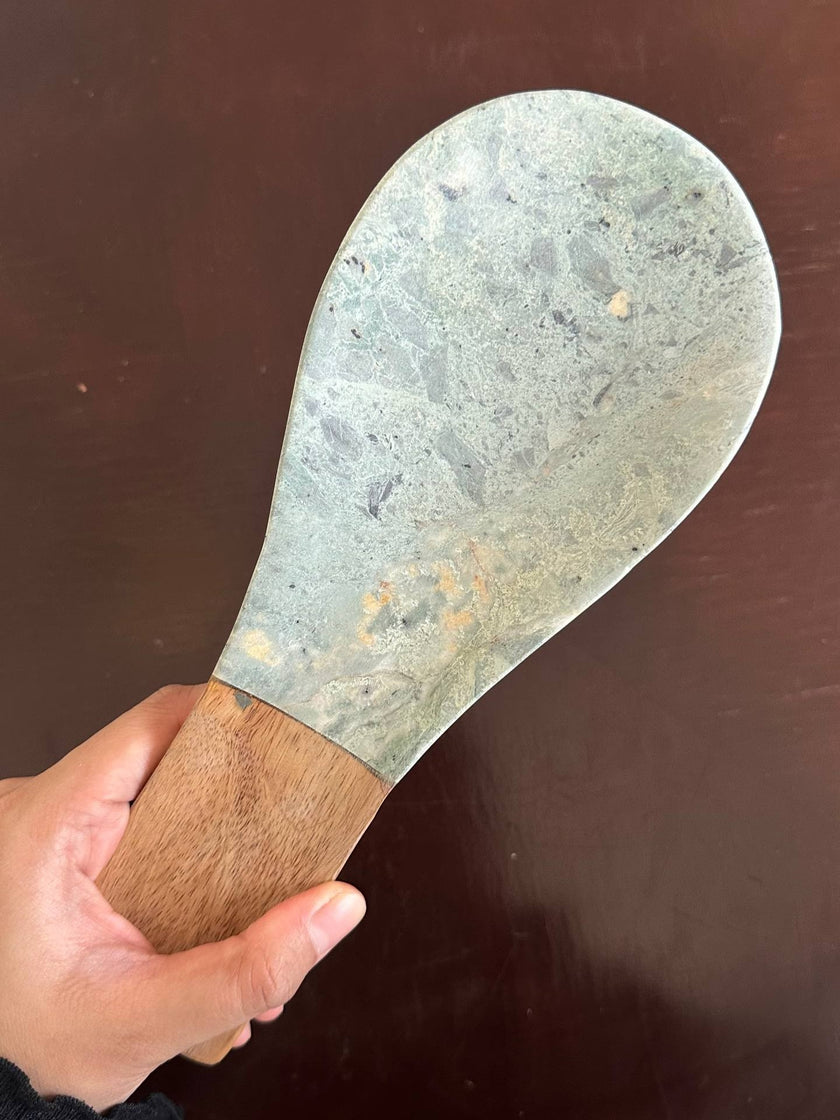 Green Marble and Wood Spoon Rest