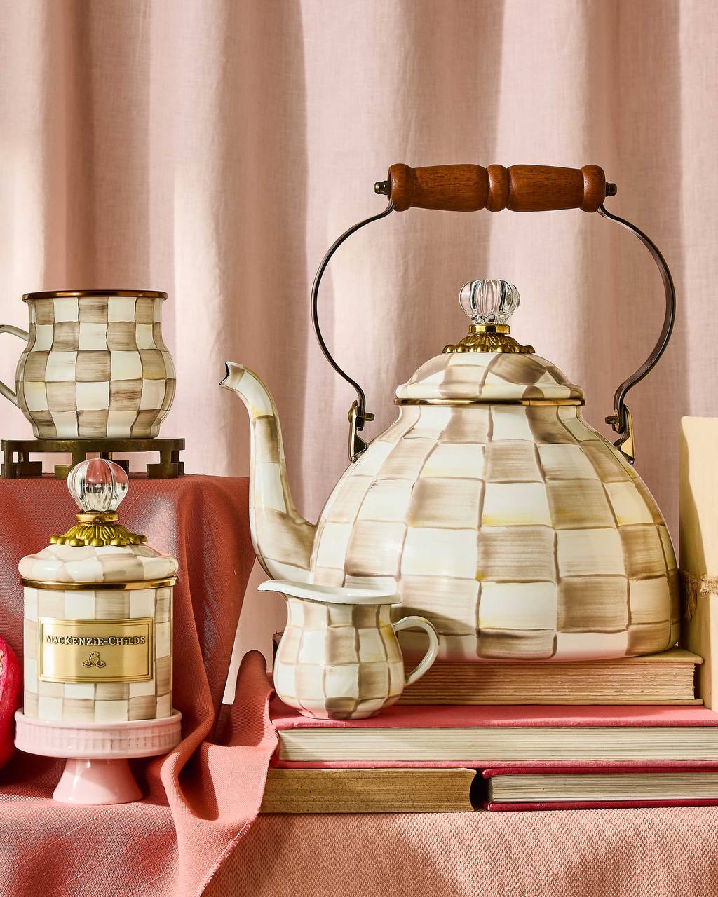 Mocha Check Tea Kettle