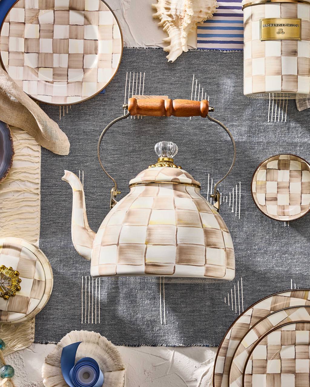 Mocha Check Tea Kettle