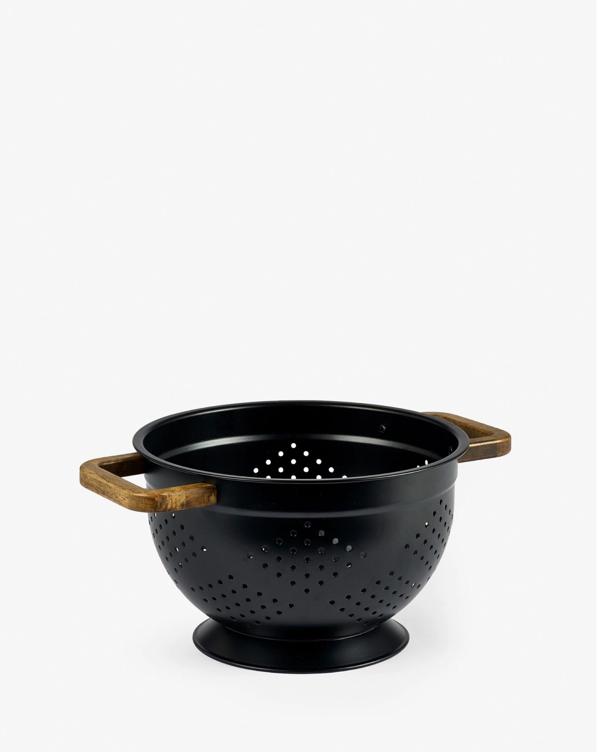 Matte Black Colander with Wooden Handles - Héas